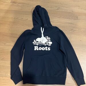 Roots Navy Hoodie with White Logo